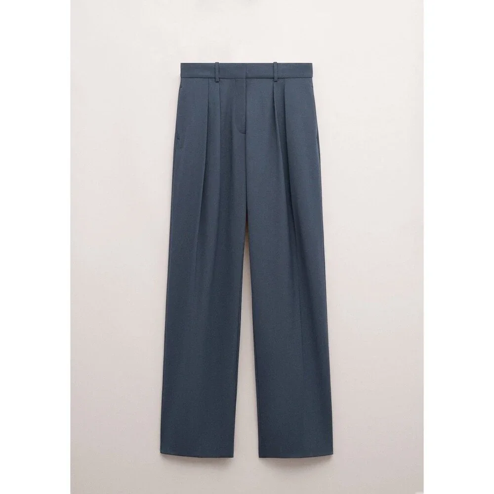 Straight wool suit pants